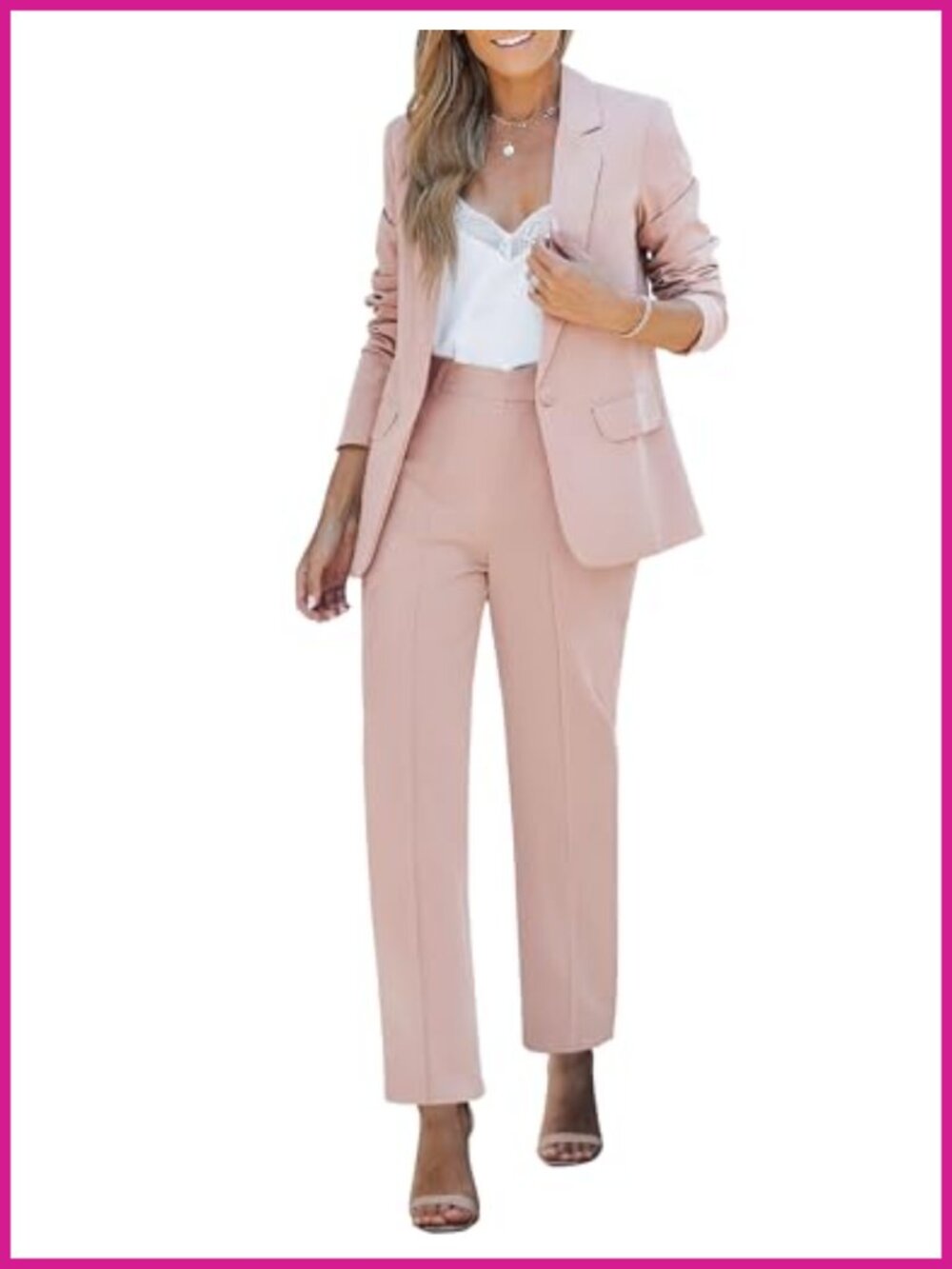 Two Piece Blazer Pants Suit Set Business Casual Work Office